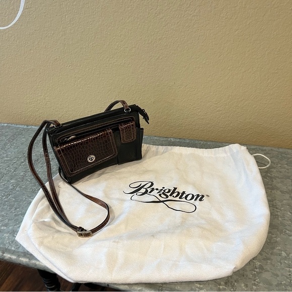 Brighton VTG Crossbody Organizer Bag Black Brown - Picture 8 of 8